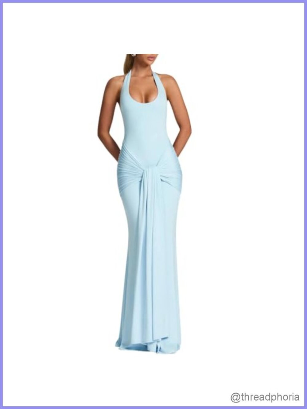 Halter Scoop Neck Ruched Maxi Dress Bodycon Formal Evening Gown
